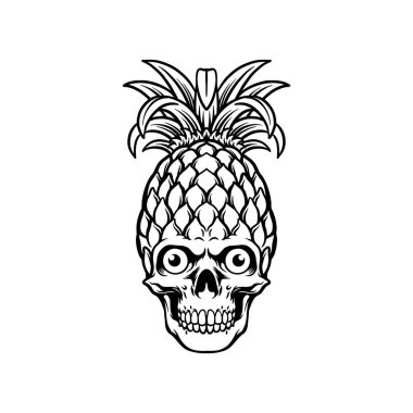 İş logonuz, ticari tişörtünüz, çıkartmalarınız ve etiket tasarımlarınız için hoş ananas Kafatası Özeti Clipart vektör çizimleri, poster, tebrik kartları reklam şirketi veya markalar