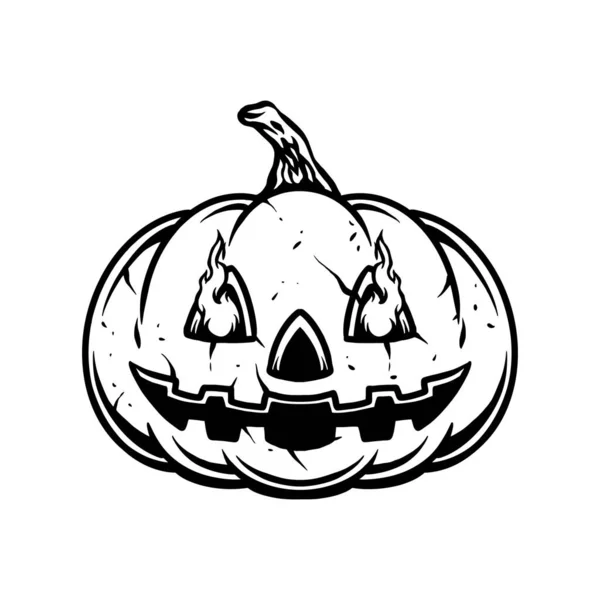 Monochromatyczne Ilustracje Wektorowe Fire Eye Pumpkin Clipart Dla Twojego Logo — Wektor stockowy