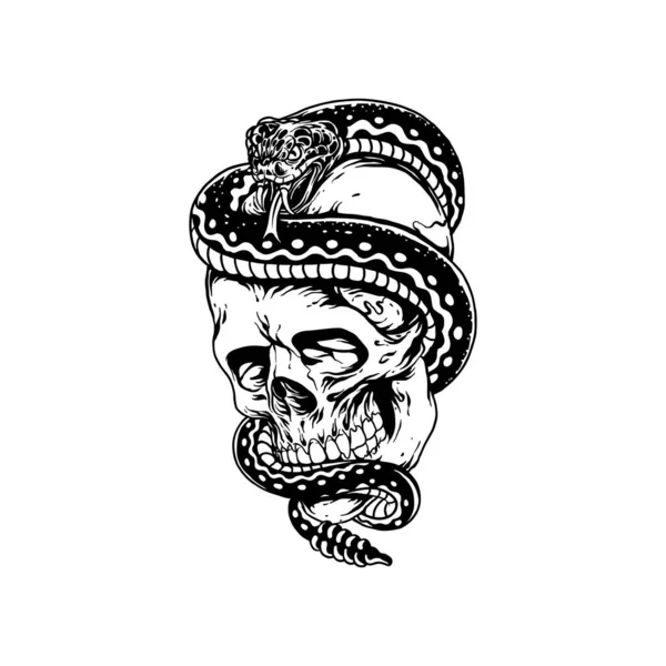 Графические Векторные Иллюстрации Контуру Черепа Змеи Вашего Логотипа Футболки Товарами — стоковый вектор