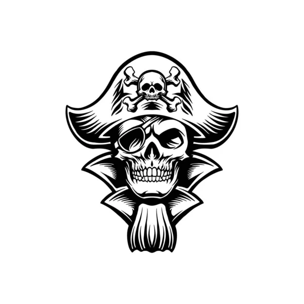 Calavera Esquema Pirata Clipart Ilustraciones Vectoriales Gráficas Para Trabajo Logotipo — Vector de stock