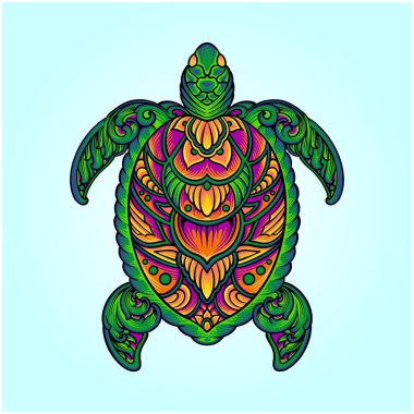 İş logonuz, ticari ürün tişörtünüz, çıkartmalarınız, etiket tasarımlarınız, afişleriniz, tebrik kartlarınız reklam şirketiniz veya markalarınız için çiçek kaplumbağa süsü illüstrasyonları.