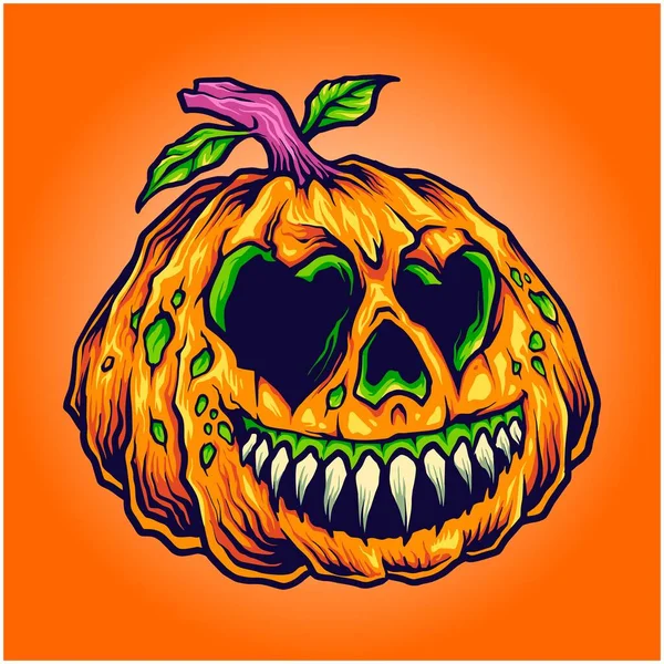 Evil Sorriso Zucche Halloween Illustrazioni Vettoriali Illustrazioni Vostro Logo Lavoro — Vettoriale Stock