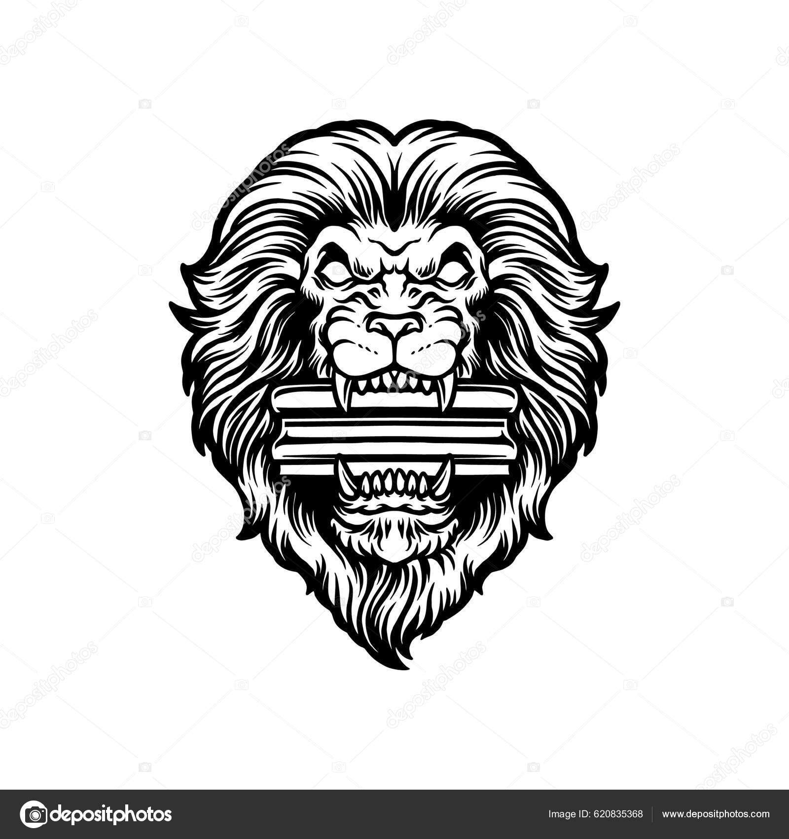 单色狮子咬屏幕印刷机矢量插图为您的工作标志商品T恤衫贴纸和标签设计贺卡广告商公司或品牌图库矢量图©artgrarisstudio.gmail.com  620835368, image size:1600x1700