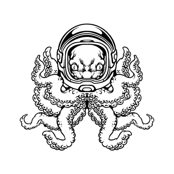 Очертания Векторных Иллюстраций Осьминога Space Clipart Логотипа Вашей Работы Футболки — стоковый вектор