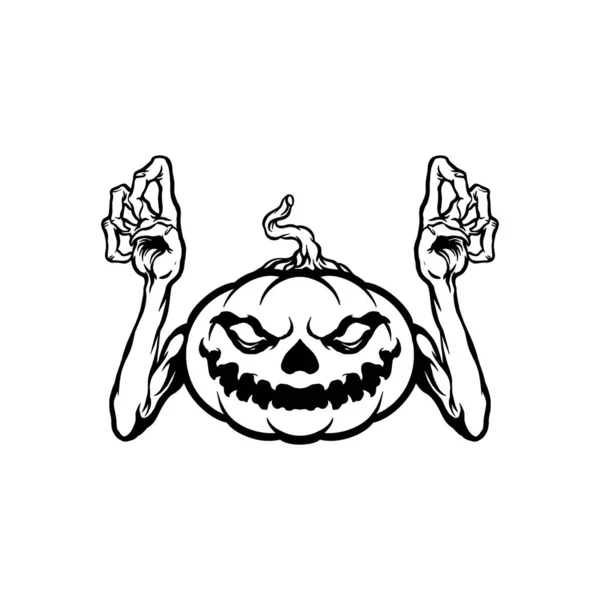 Scary Pumpkin Terror Monochrome Clipart Vector Illustrations Your Work Logo — Stock Vector