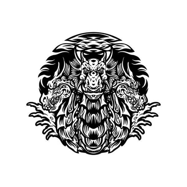 Silhouette Dragon Hydra Character Mascot Vektor Illustrationen Für Ihre Arbeit — Stockvektor