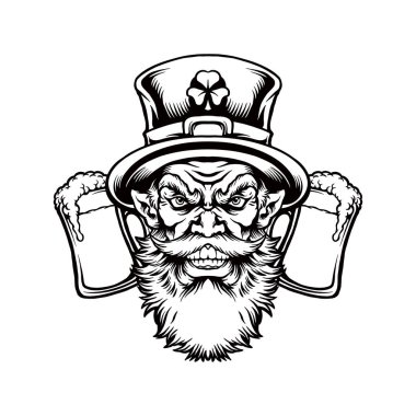 St. Patrick ve bira silueti iş logonuz için Clipart vektör çizimleri, ticari tişörtler, çıkartmalar ve etiket tasarımları, poster, tebrik kartları reklam şirketi veya markalar için