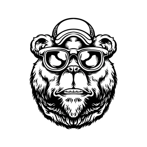 Funky Trendy Bear Outline Clipart Vector Illustrations Your Work Logo — Stock Vector