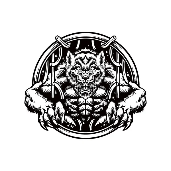 Silueta Angry Werewolf Clipart Vektorové Ilustrace Pro Vaše Pracovní Logo — Stockový vektor