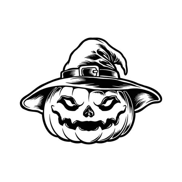 Silueta Witch Pumpkin Head Clipart Vektorové Ilustrace Pro Vaše Pracovní — Stockový vektor
