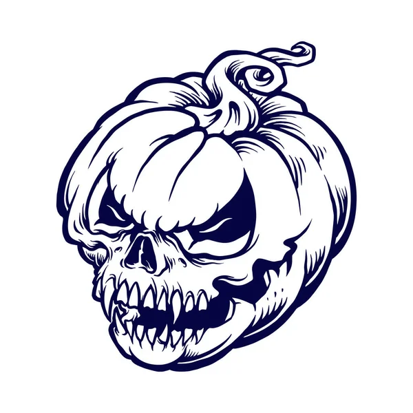 Skull Pumpkin Halloween Silhouette Vector Illustrations Your Work Logo Merchandise — Stock Vector