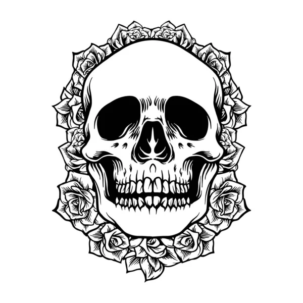 Cabeza Cráneo Con Fondo Rosa Silueta Vector Ilustraciones Para Logotipo — Archivo Imágenes Vectoriales