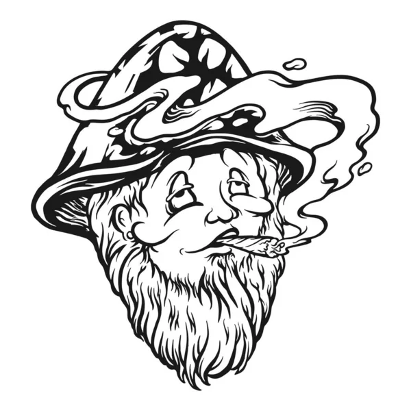 Курение Грибов Талисман Очертания Векторные Иллюстрации Вашей Работы Логотип Товары — стоковый вектор