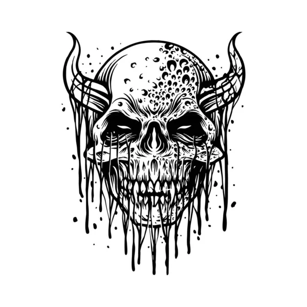 Zombie Evil Skull Halloween Illustrations Obrys Vektorové Ilustrace Pro Vaše — Stockový vektor