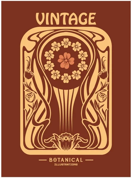 Art Nouveau Classic Floral Label Illustratie Vector Illustraties Voor Werk — Stockvector