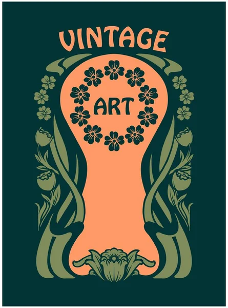 Vintage Blumenschmuck Jugendstil Vektorillustrationen Für Ihre Arbeit Logo Merchandise Shirt — Stockvektor