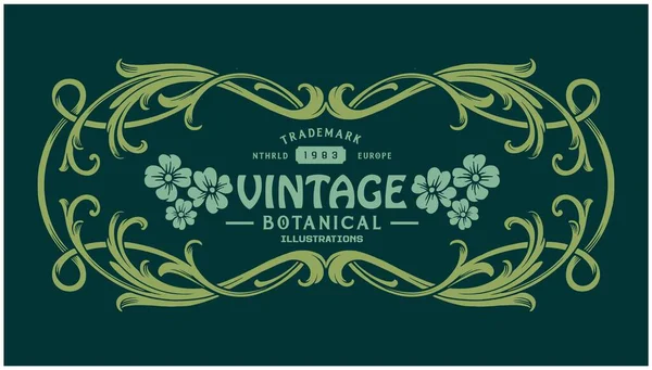 Art Nouveau Klassieke Label Bloemen Wervelende Ornament Illustratie Vector Illustraties — Stockvector