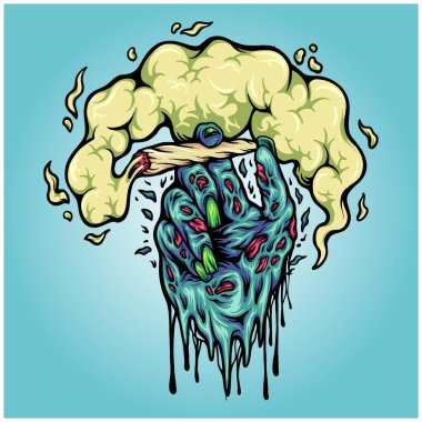 İş logonuz, ticari ürün tişörtünüz, çıkartmalarınız ve etiket tasarımlarınız, posteriniz, tebrik kartlarınız reklam şirketiniz veya markalarınız için esrar canavarı el illüstrasyonları çizimleri