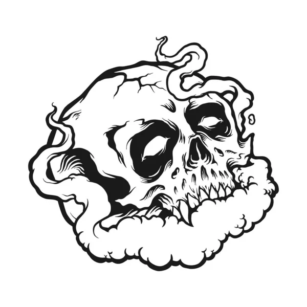 Stoner Skull Monochrome Clipart Vector Illustraties Voor Werk Logo Merchandise — Stockvector