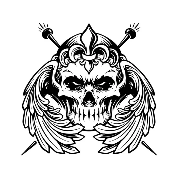 Sugar Skull Muertos Wings Logo Outline Vector Illustrations Your Work — Stock Vector