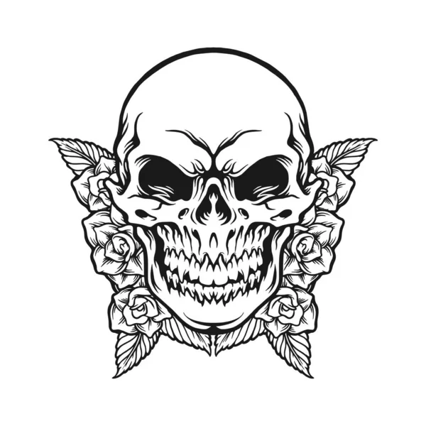 Sugar Skull Flowers Silueta Vektorové Ilustrace Pro Vaše Pracovní Logo — Stockový vektor