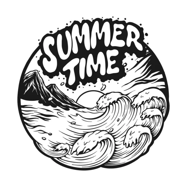 Verão Tempo Paisagem Férias Silhueta Vetor Ilustrações Para Seu Logotipo — Vetor de Stock