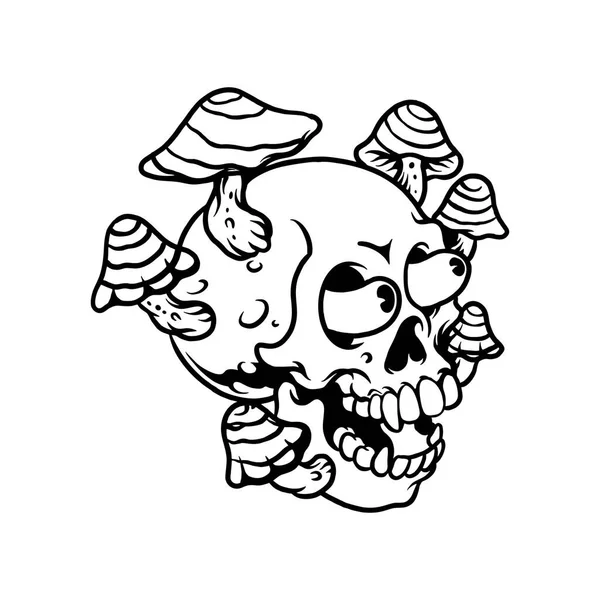 Illustration Vectorielle Champignon Magique Crâne Trippy Pour Votre Travail Logo — Image vectorielle