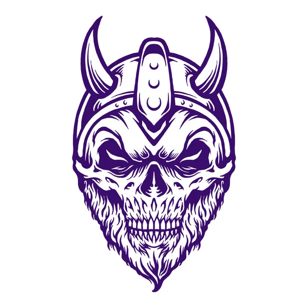 Viking Head Skull Horned Warrior Silhouette Vector Ilustraciones Para Logotipo — Vector de stock
