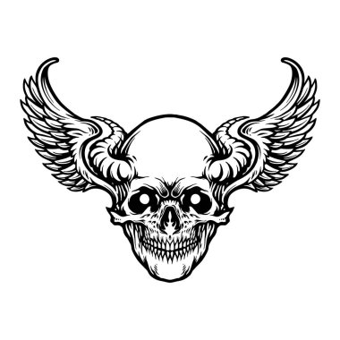 Wing Skull Spor Logosu iş logonuz için vektör çizimleri, ticari tişörtler, çıkartmalar ve etiket tasarımları, poster, tebrik kartları reklam şirketi veya markalar için