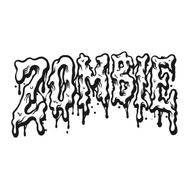 İş logonuz için Zombi Metni Logosu Siluet vektör çizimleri, ticari tişörtler, çıkartmalar ve etiket tasarımları, poster, tebrik kartları reklam şirketi veya markalar