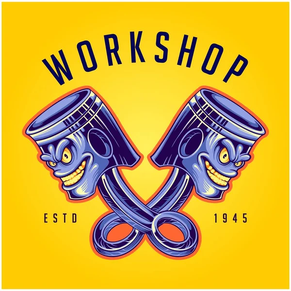 İş logonuz için kızgın piston yarış logosu illüstrasyon çizimleri, ticari tişörtler, çıkartmalar ve etiket tasarımları, poster, tebrik kartları reklam şirketi veya markalar için.