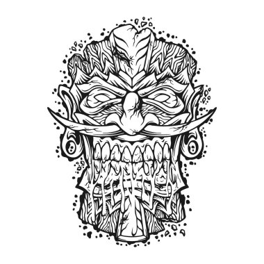 Tiki bar hawaiian tropical mask silhouette vector illustrations for your work logo, merchandise t-shirt, stickers and label designs, poster, greeting cards advertising business company or brands