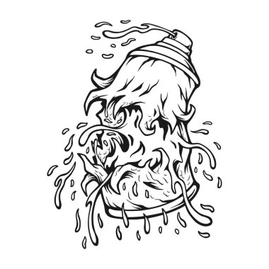 Scary dripping paint zombie spray cans monochrome vector illustrations for your work logo, merchandise t-shirt, stickers and label designs, poster, greeting cards advertising business company or brands 