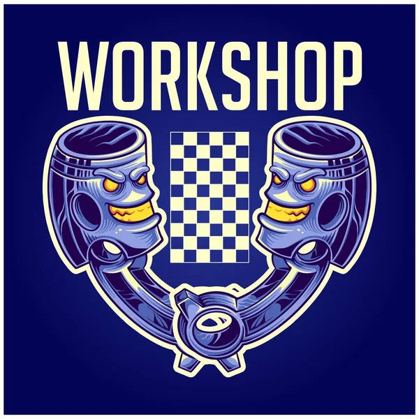 Cross Piston Racing Workshop Illustration Vector Illustrations Your Work Logo — Vettoriale Stock