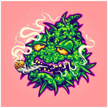 Cool cannabis plant joint smoking weed illustration vector illustrations for your work logo, merchandise t-shirt, stickers and label designs, poster, greeting cards advertising business company or brands