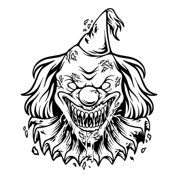 Spooky Evil Clown Head Cartoon Logo Silhouette Vector Illustrations Your — Stock vektor