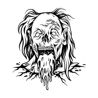 Zombie clown head cartoon silhouette vector illustrations for your work logo, merchandise t-shirt, stickers and label designs, poster, greeting cards advertising business company or brands
