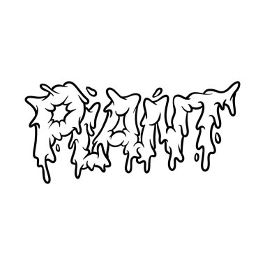 Melted word plant hand lettering text monochrome vector illustrations for your work logo, merchandise t-shirt, stickers and label designs, poster, greeting cards advertising business company or brands