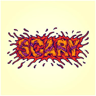 Scary horror font hand lettering text illustrations vector illustrations for your work logo, merchandise t-shirt, stickers and label designs, poster, greeting cards advertising business company or brands