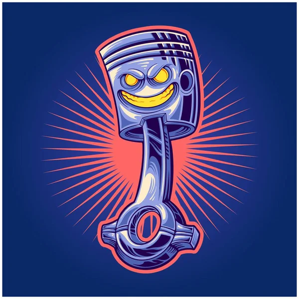 Scary Engine Piston Mascot Illustrations Vector Illustrations Your Work Logo — Archivo Imágenes Vectoriales