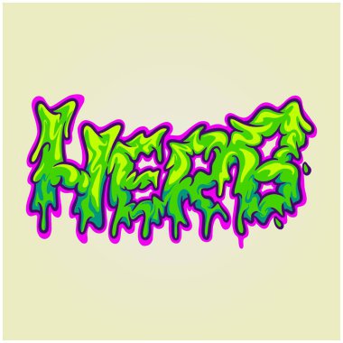 Herb weed melted font hand lettering word illustrations vector illustrations for your work logo, merchandise t-shirt, stickers and label designs, poster, greeting cards advertising business company or brands