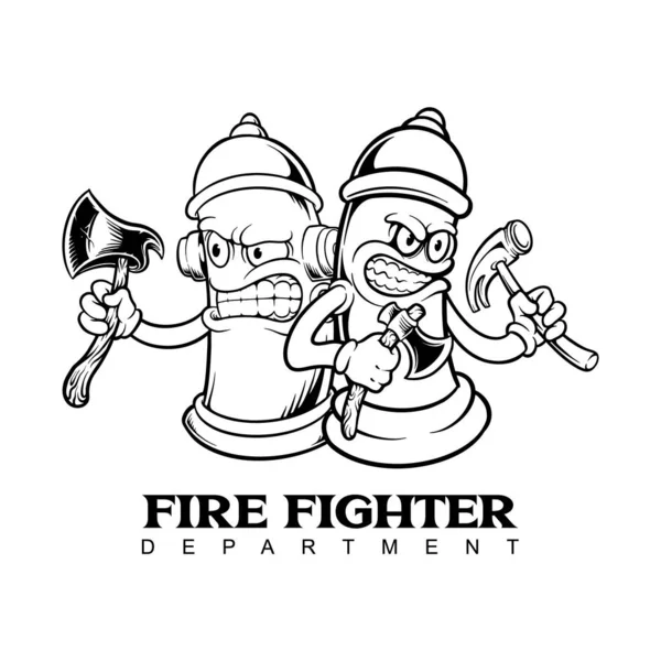 Hydrant Firefighter Department Logo Black White Vector Illustrations Your Work — Stock vektor