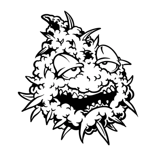 Cannabis Chanvre Plante Herbe Bourgeon Logo Monochrome Vecteur Illustrations Pour — Image vectorielle