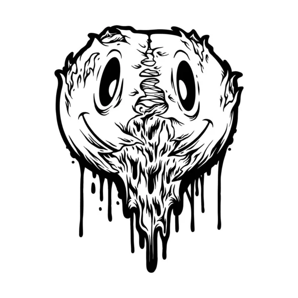 Evil Melting Zombie Smiley Emoticons Monochrome Vector Illustraties Voor Werk — Stockvector