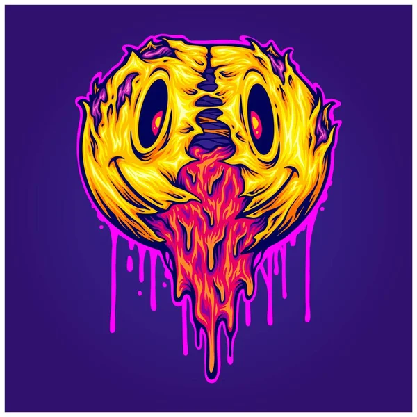 Creepy Zombie Melted Smiley Emoticons Logo Illustrations Dessins Animés Illustrations — Image vectorielle