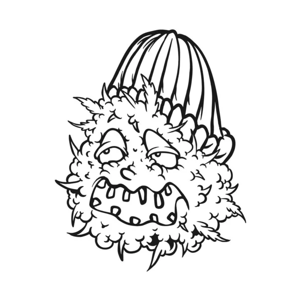 Terör esrarı tomurcuğu canavar çizimleri iş logonuz için monokrom vektörü, ticari tişört, çıkartmalar ve etiket tasarımları, poster, tebrik kartları reklam şirketi veya markalar