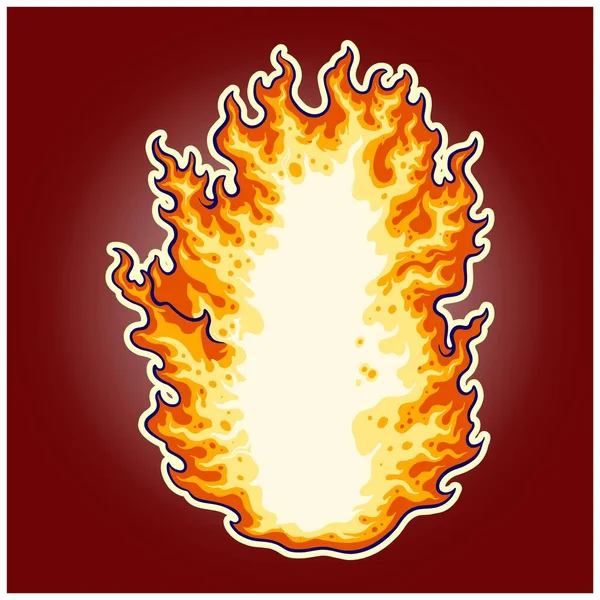 Brandend Vuur Met Lichtgevende Vuurtong Logo Illustraties Vector Voor Werk — Stockvector
