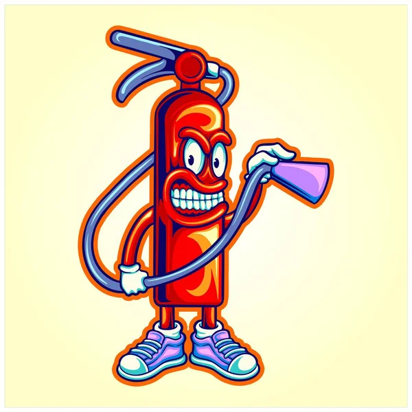 Fire Extinguisher Proctection Cute Cartoon Logo Illustration Vector Your Work — Stock Vector