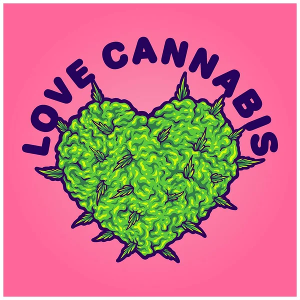 Μαριχουάνα Οφθαλμός Αγάπη Σχήμα Στέλεχος Art Λογότυπο Εικονογράφηση Διάνυσμα Για — Διανυσματικό Αρχείο