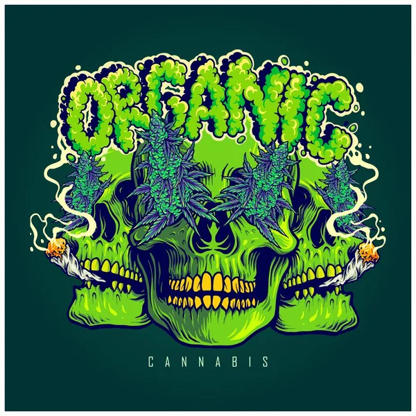 Alta Fratellanza Cranio Lapidato Marijuana Articolazioni Illustrazioni Vettore Vostro Logo — Vettoriale Stock